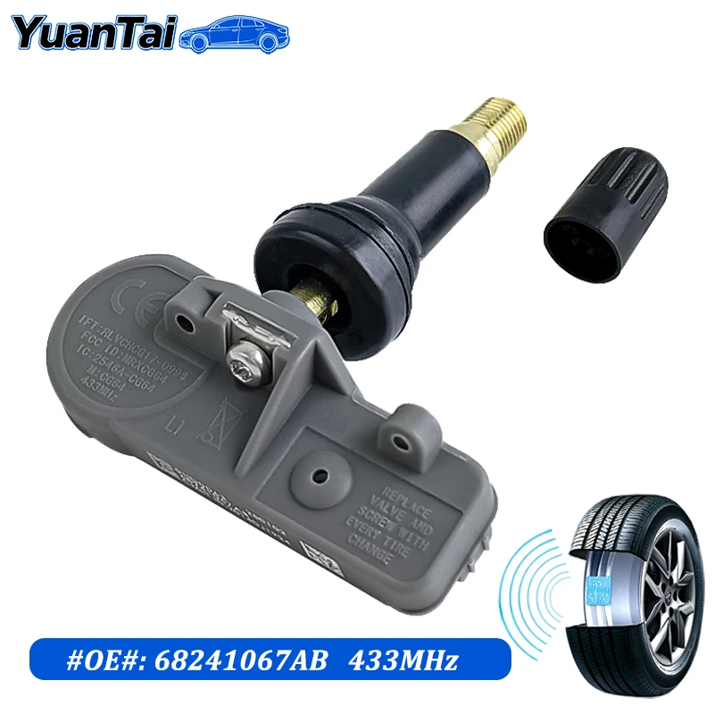

68241067AB 68241067AA New Tire Pressure Sensor for 2010-2020 Chrysler 300 Dodge Ram 1500 2500 Charger FIAT 500 Jeep 433MHz TPMS