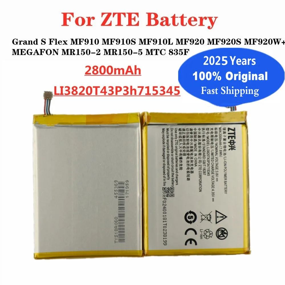 

2800mAh LI3820T43P3h715345 Original Battery For ZTE Grand S Flex MF910 MF910S MF910L MF920 MF920S MF920W+ Router Battery