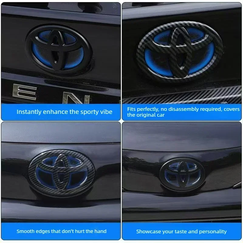 Modified Blue Bottom Front Grille Badge Trunk Car Logo Suitable for Toyota RAV4 CAMRY COROLLA LANDCRUSER RAV4 VIOS SIENNA YARLSR
