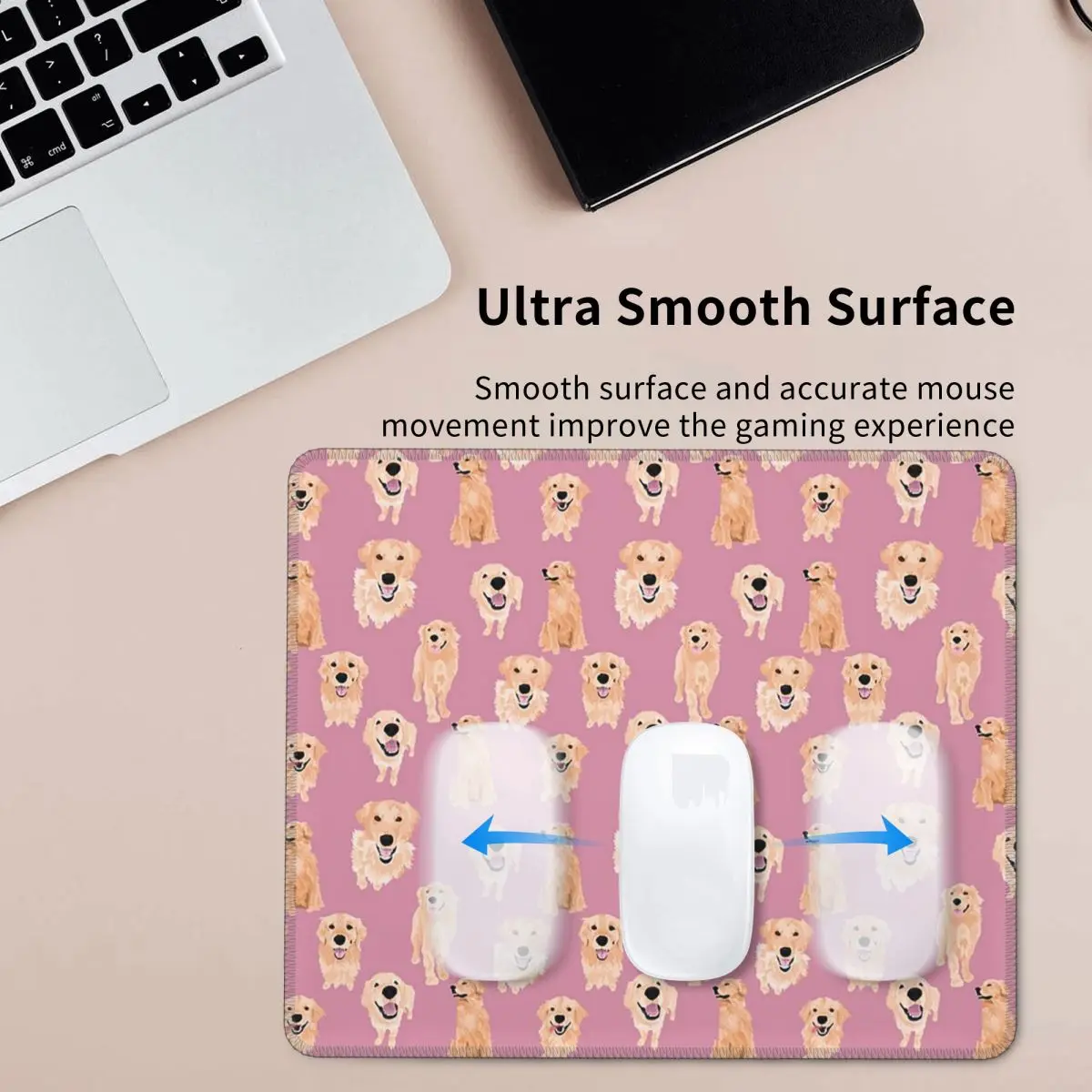 

Золотистые ретриверы на розовом коврике для мыши, компьютерная клавиатура, коврик для мыши, игровой коврик для ноутбука, офисные аксессуары, настольные коврики