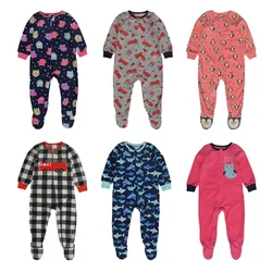 Autumn and winter children's one-piece polar fleece footed one-piece suit boys and girls pajamas baby romper plus romper home cl