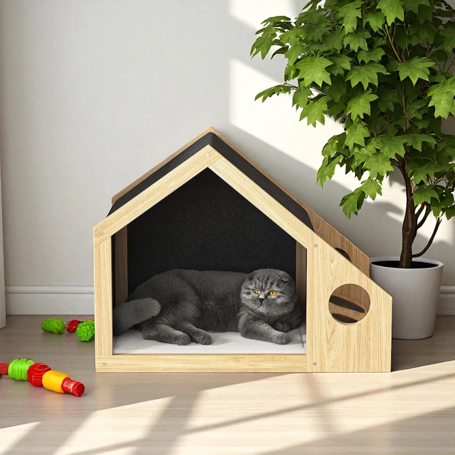 Maison surélevée pour animaux de compagnie AC08 avec plate-forme fixe, Cage en bois Stable pour mais