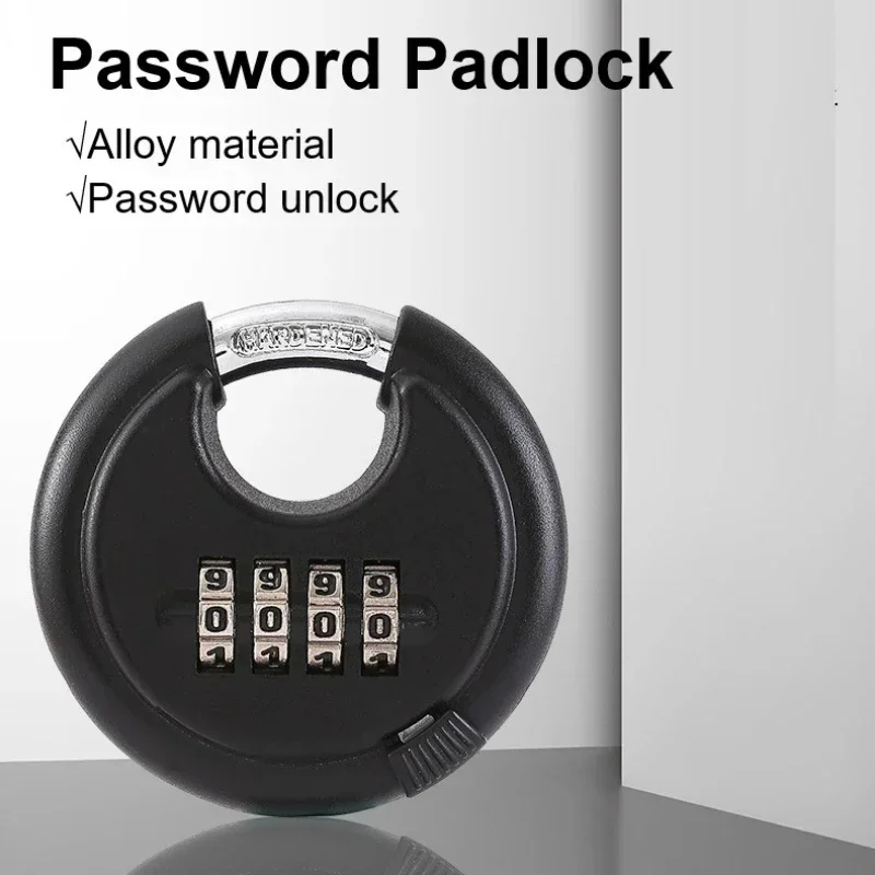 

4 Digits Combination Coded Lock Keyless Disc Padlock Metal Round Password Padlock for Gym Suitcase Warehouse Cabinet Toolbox