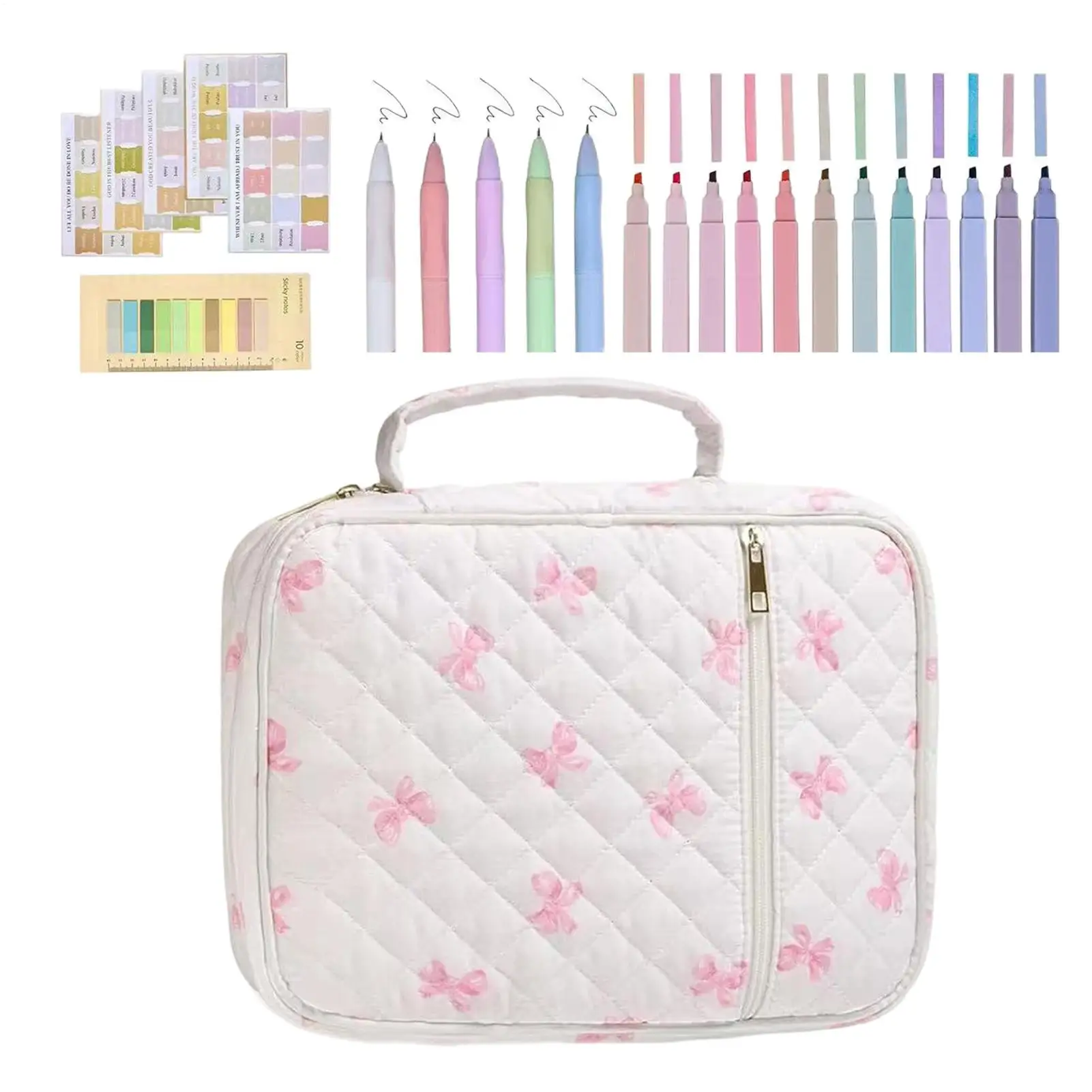 Bible Study Supplies Set Christian Religious Learning Case Including 12-color Highlighters 5 Pens 75 Bookmarks 200 Labels Bible