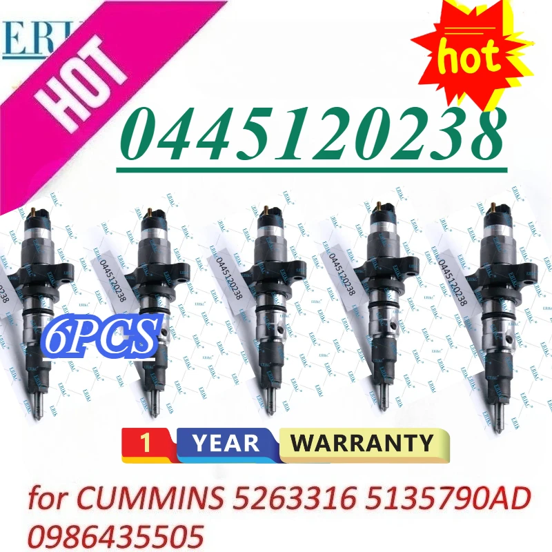 

6PC 5135790AD 0445120238 Common Rail Inyectores 0 445 120 238 Injector 5263316 Auto Fuel Injection 0445 120 238 for Dodge Ram