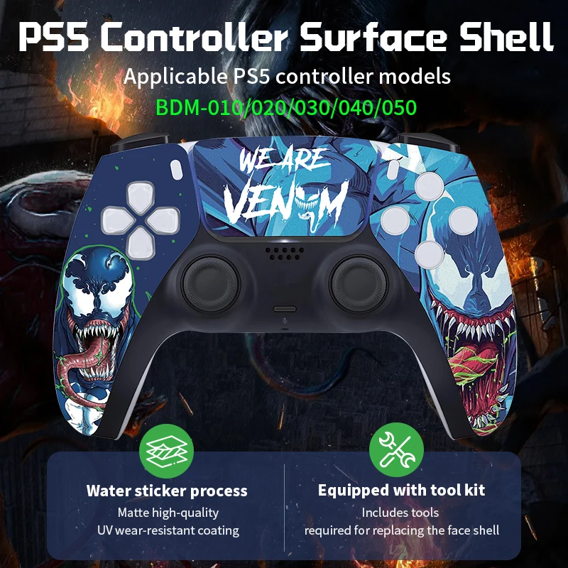 

Limited Venom for PS5 Controller Case Touchpad Gamepad Cover Replacement Front Back Panel Controller Box for BDM-010/020/030