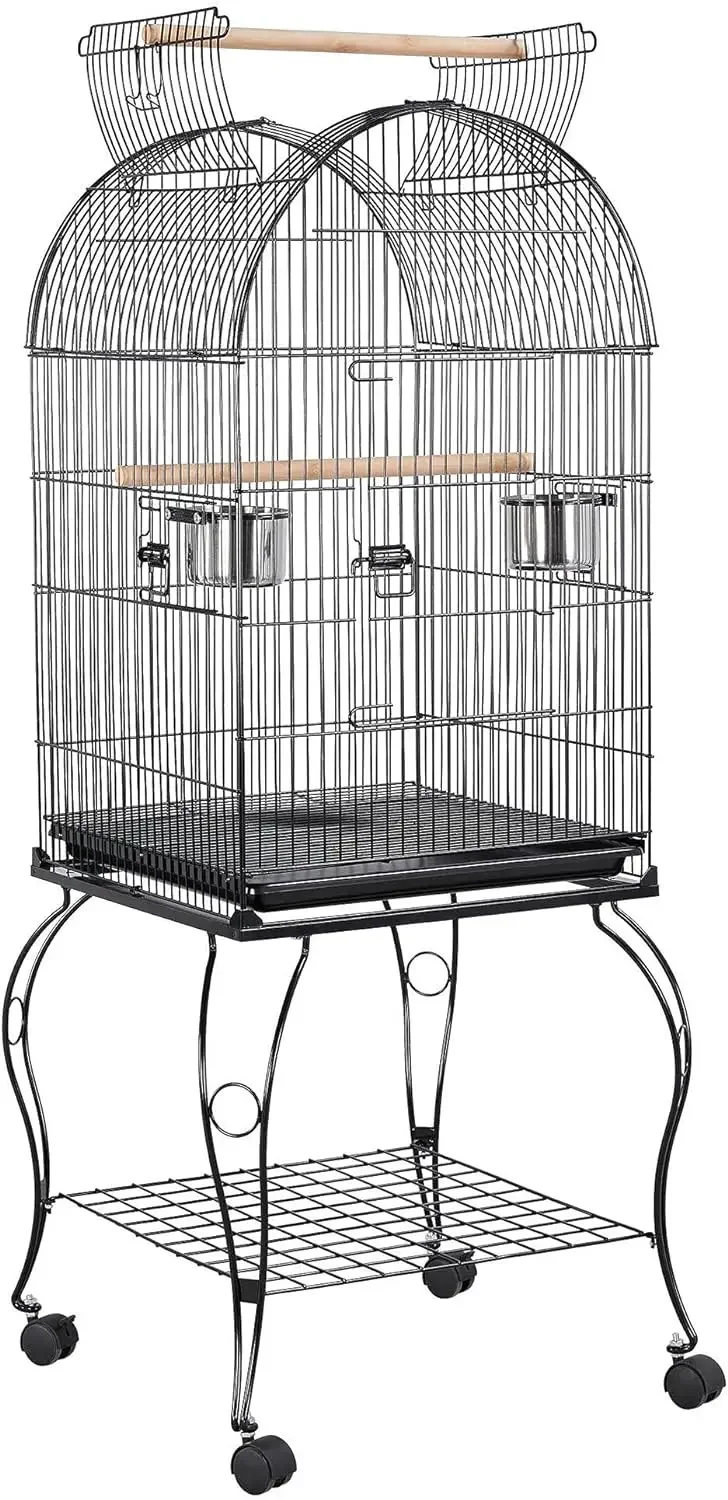 

59-inch Dome Open Top Large Medium Parrot Bird Cage On Stand for Sun Parakeets Conures Quaker Parrot Rolling Bird Cage