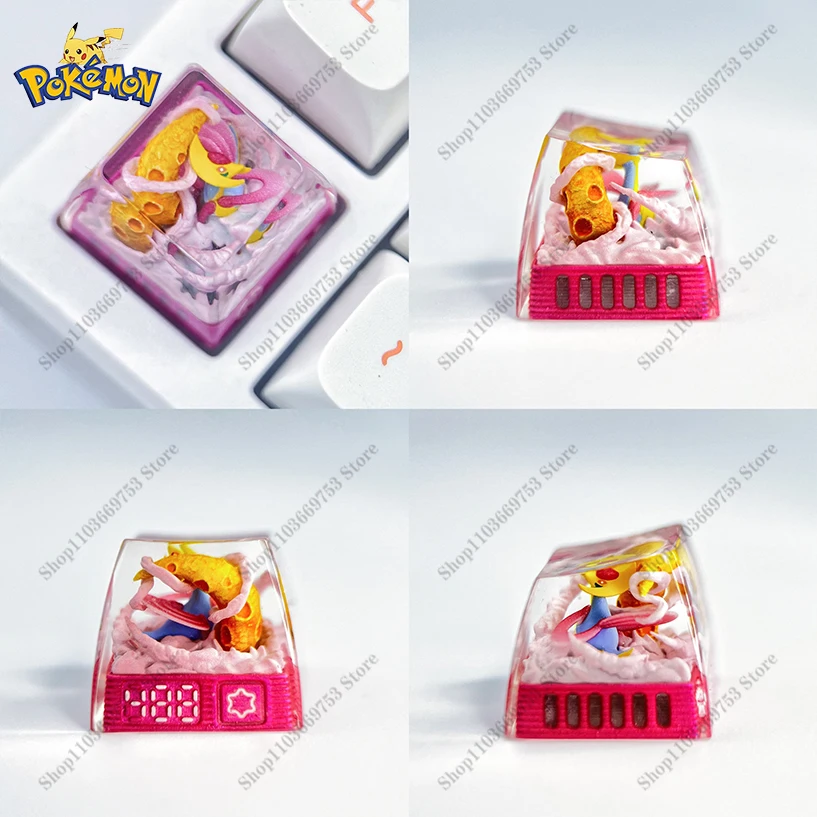 pokemon-anime-keycaps-god-of-dreams-cresselia-resin-transparent-stereoscopic-customized-mechanical-keyboard-key-accessories-gift