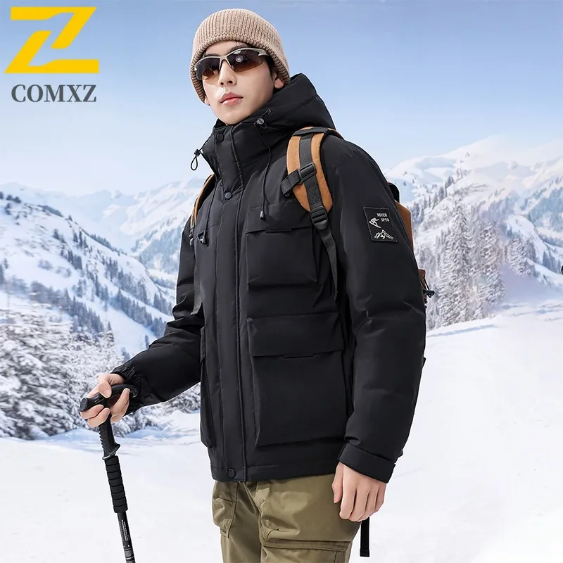 COMXZ Men Bread Jacket Classic Hooded Workwear Waterproof Thick Warm Adventure Padded Jacket Street High-Quality Winter Jacket
