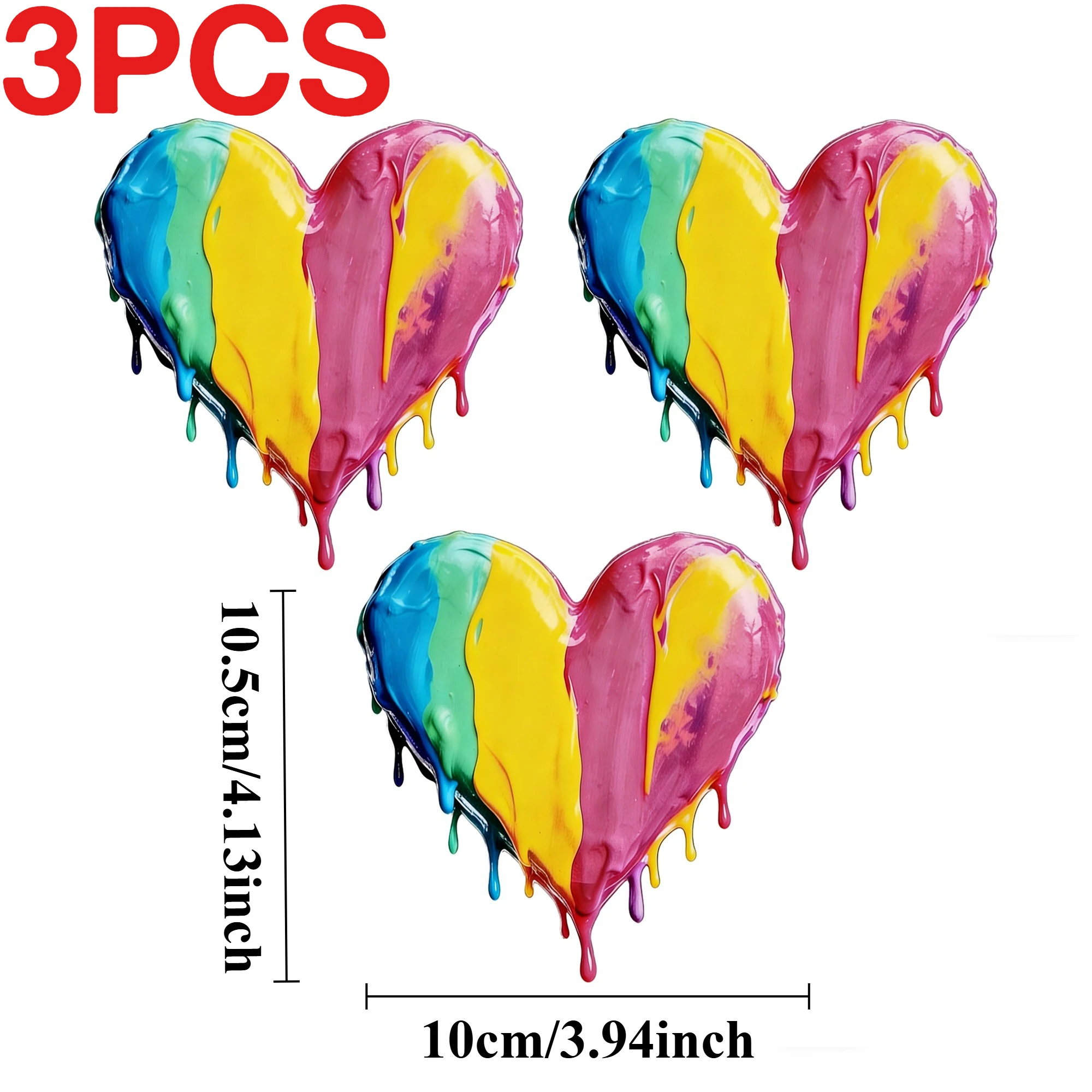 

3Pcs/Set Rainbow Dopamine Heart Vinyl Stickers Waterproof Self-Adhesive Decals for Car Window Body Motorcycle Helmet Decor