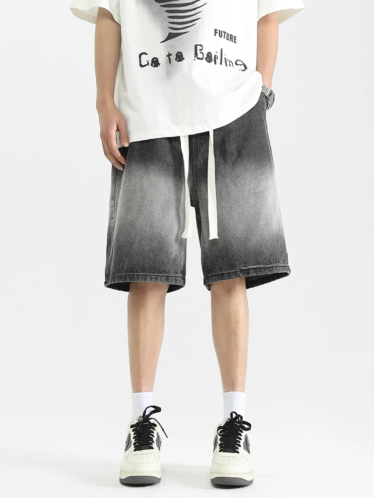 

Корейские однотонные мужские повседневные короткие джинсы, классические мужские четырехсезонные прямые джинсовые широкие брюки, светло-голубой, серый