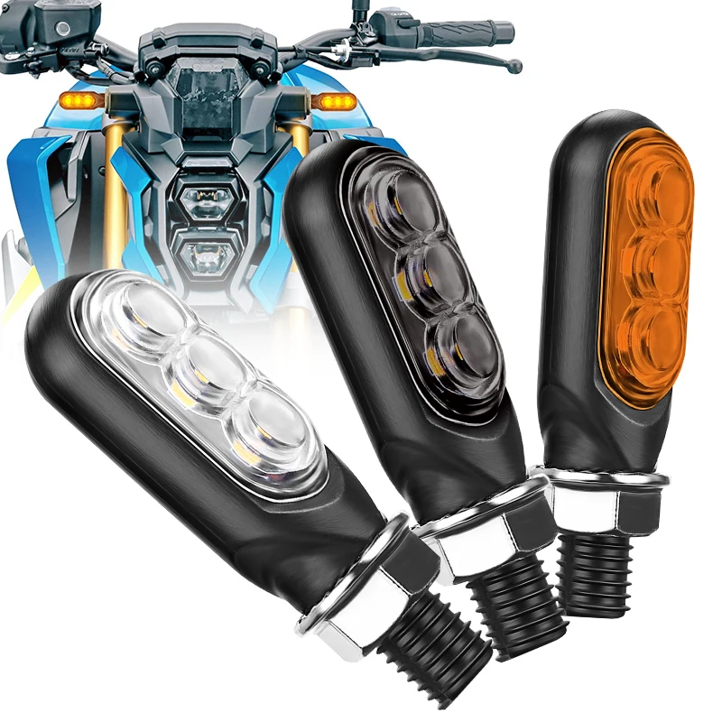 Motorcycle Mini LED Turn Signal Lights Amber Flowing directional Signal lamp intermitentes moto for kawasaki yamaha cafe racer