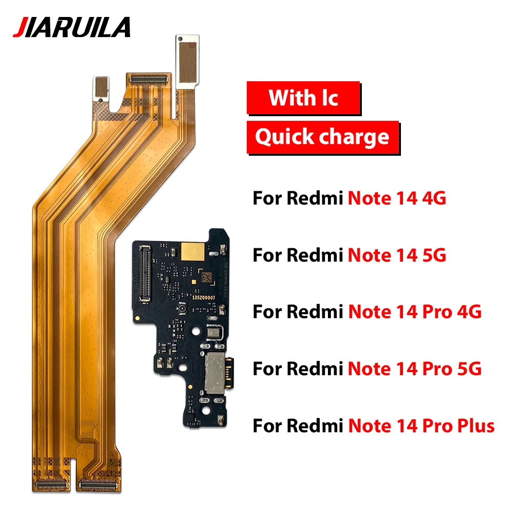 For Xiaomi Redmi Note 14 5G 4G 14 Pro Plus USB Charging Port Board Flex Cable Connector Parts Main LCD Flex Cable Replacement