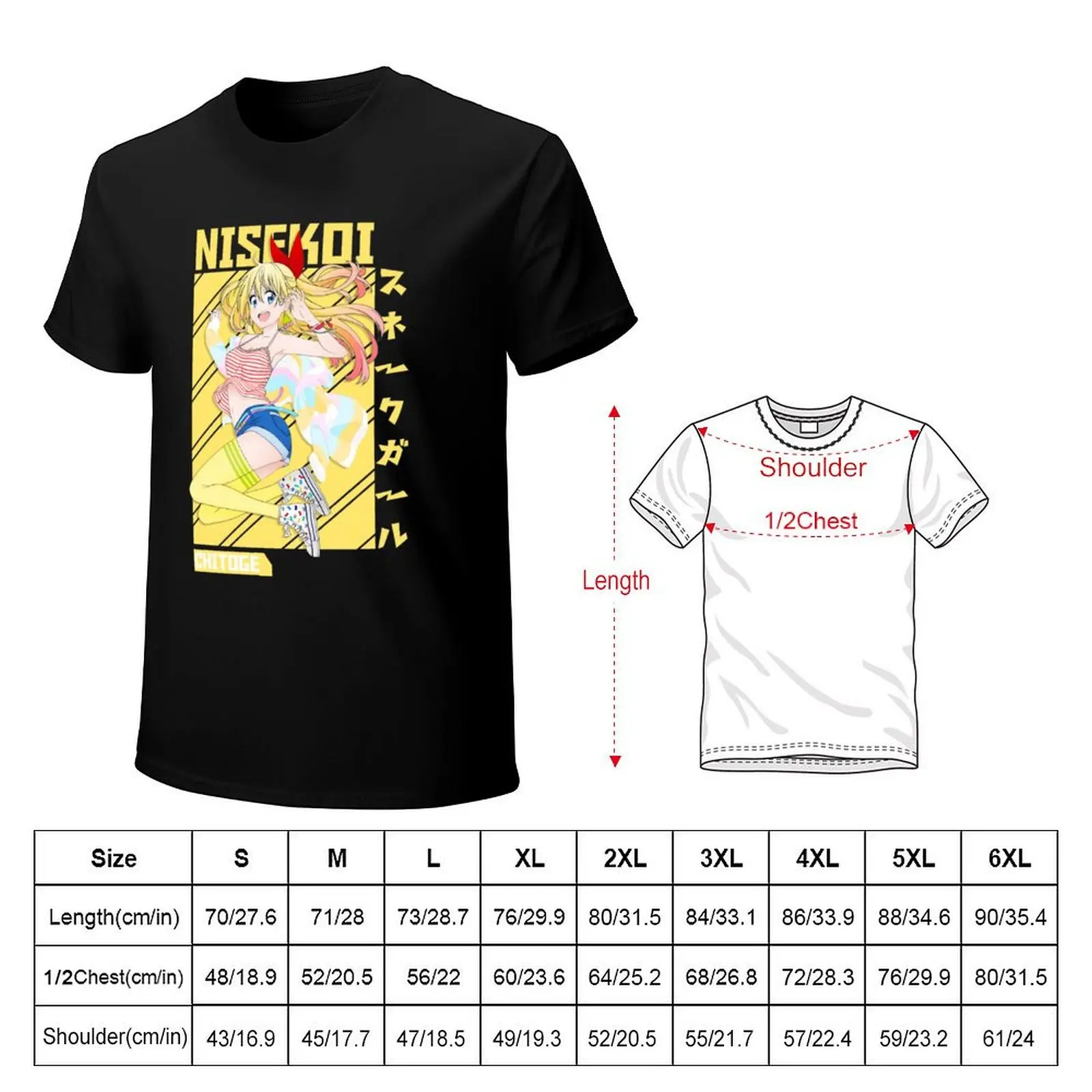 Chitoge anime manga mask tshirt T-Shirt anime sweat heavyweights mens plain t shirts