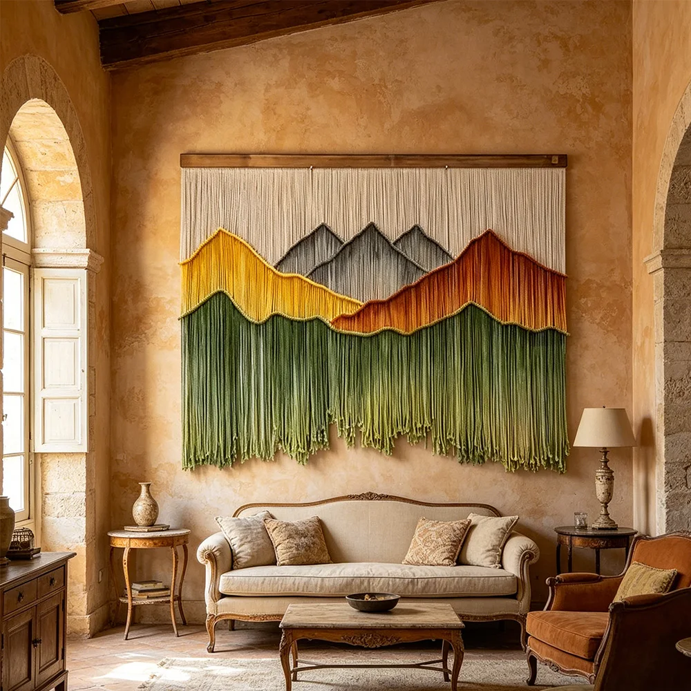 tt& Botanical Inspired Handwoven Dyed Macrame Wall Art Eco Friendly Woven Tapestry for Boho Interiors~*