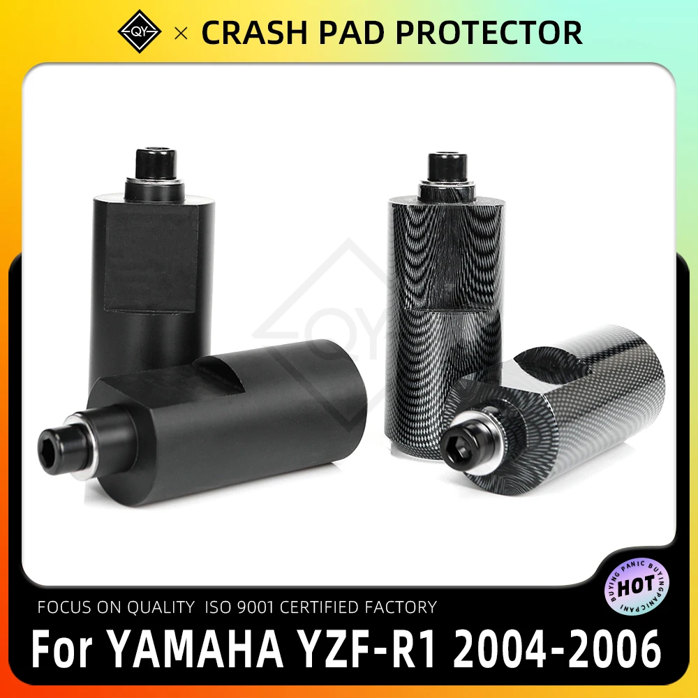 LQYL Motorcycle Black Carbon No Cut Frame Sliders Crash Falling Protection For YAMAHA YZF R1 YZFR1 YZF-R1 2004 2005 2006