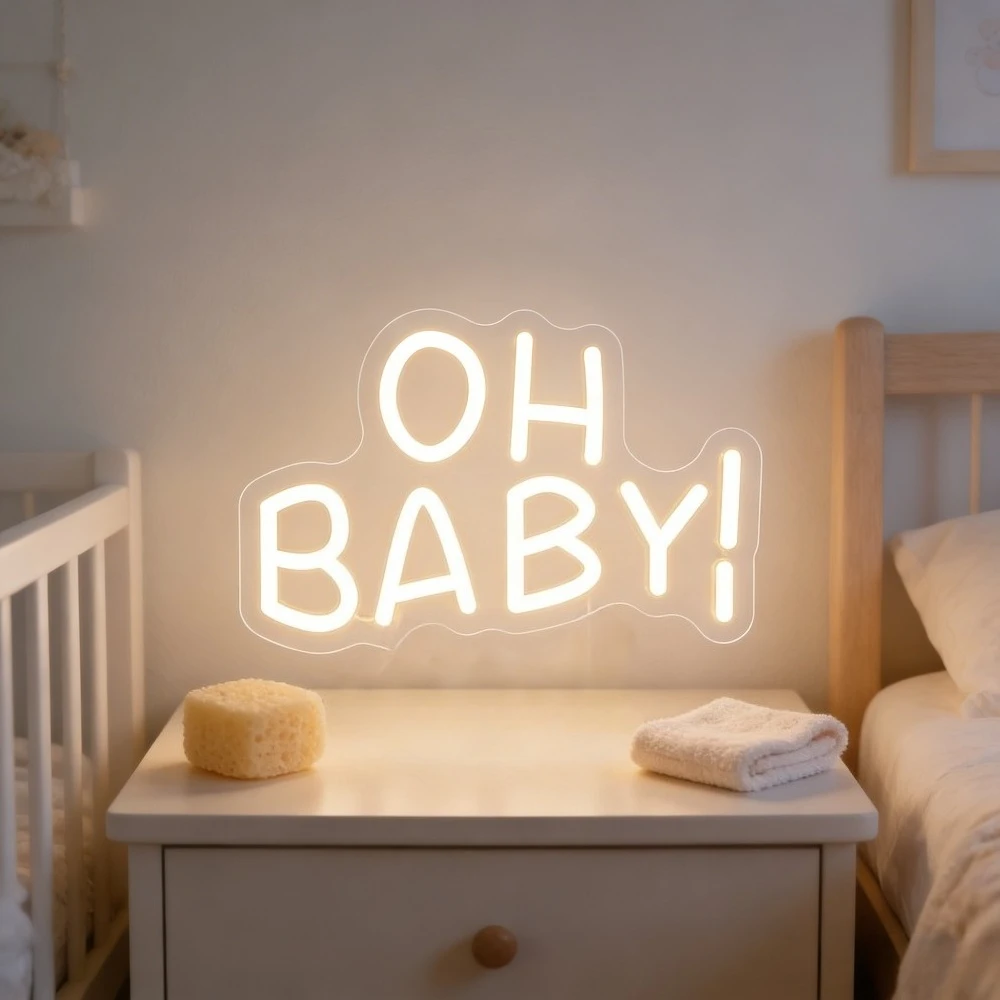 

OH BABY LED Dimmable Neon Light Nursery Wall Decor USB Neon Sign for Baby Shower Backdrop Kids Room Gender Reveal Party Decor