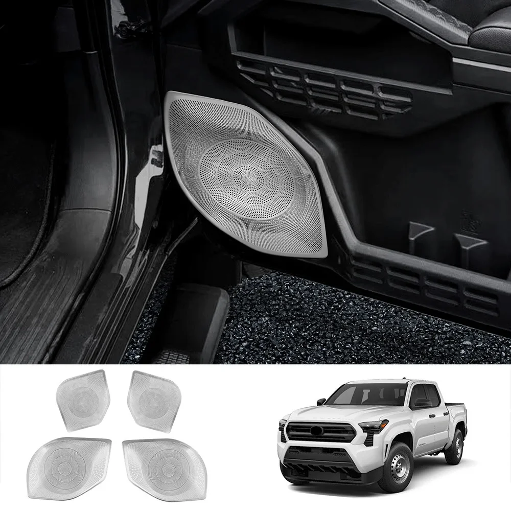 For Toyota Tacoma 2024 2025 Steel Interior Audio Speaker Cover Sticker Door Loudspeaker Cover Loud Trim interior Accessories