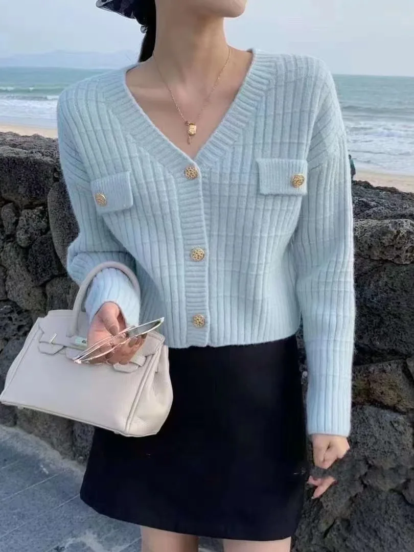 

Ele ort V-Ne вязаный кардиган женский весенне-осенний модный утягивающий топ, удобный длинный полиэстер, повседневная одежда