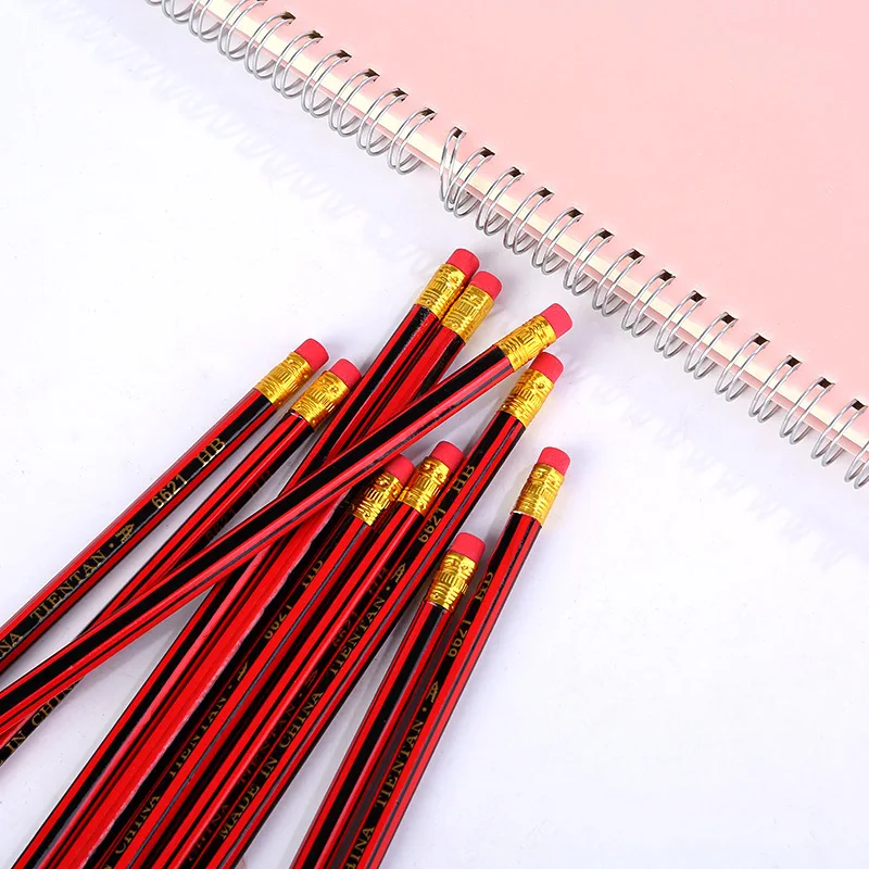 5-100Pcs / Lot Sketch Pencil Wooden Lead Pencils HB Pencil With Eraser Children Drawing Pencil School Office Writing Stationery