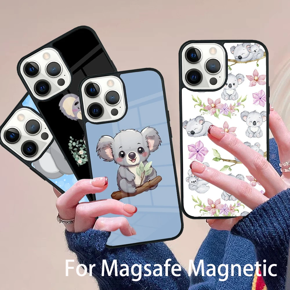 

Cute Australia Koala Art Phone Case Magesafe Magnetic Wireless Charge Cover For IPhone 16 11 12 13 14 15 Pro Max Plus Mini