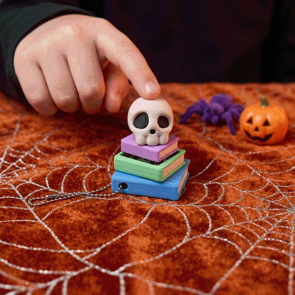 Miniature Halloween Ghost Key Chain Lightweight Durable Button Clicker Pendant Plastic Interactive Witch Cauldron Charm
