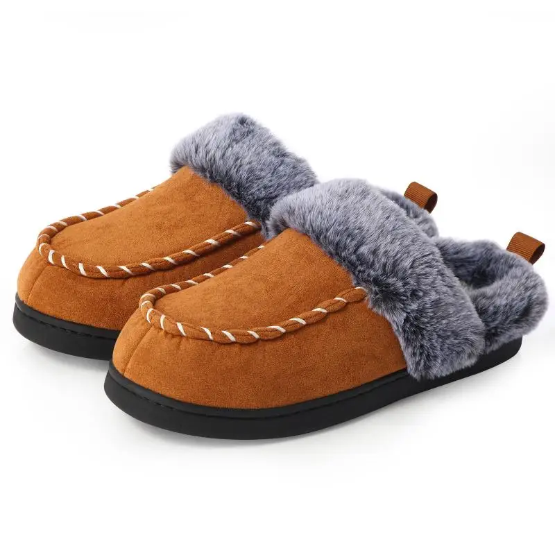 

Casual Fluffy Slippers Men House Flats Luxury Designer Winter Shoes Male Plush Warm Indoor Fashion Footwear Large Size Comfort