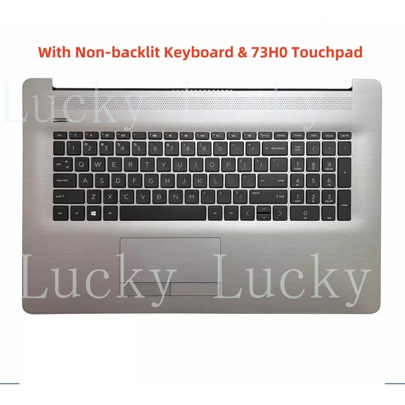 

Подставка для рук (палмрест) для HP 17BY 17-CA с клавиатурой без подсветки и тачпадом L22750-001, серебристо-серый