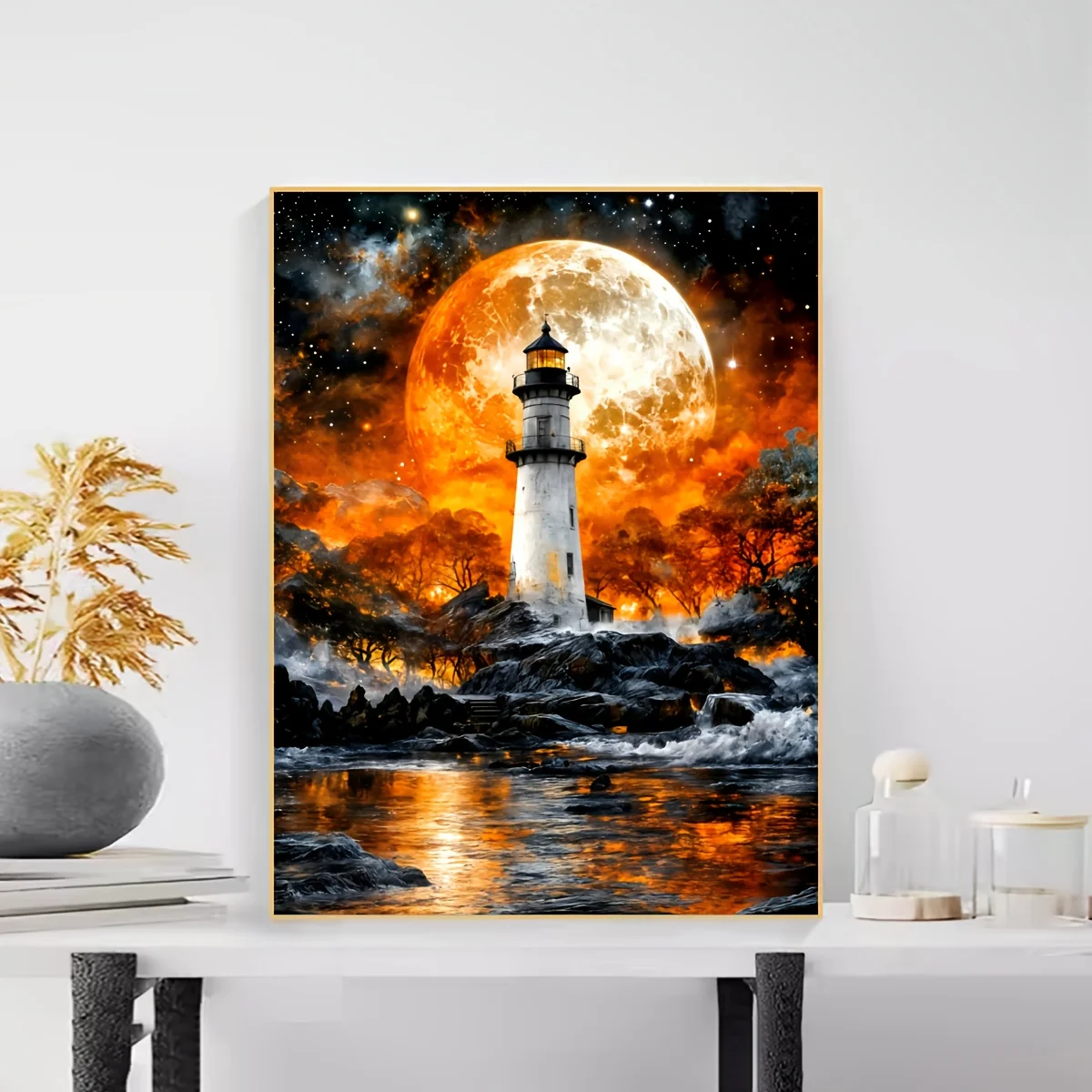

500/1000/1200/2000PCS Puzzles for Adults Moonlight Lighthouse Theme,Jigsaw Puzzles Brain Challenge Game Gift Home Decor