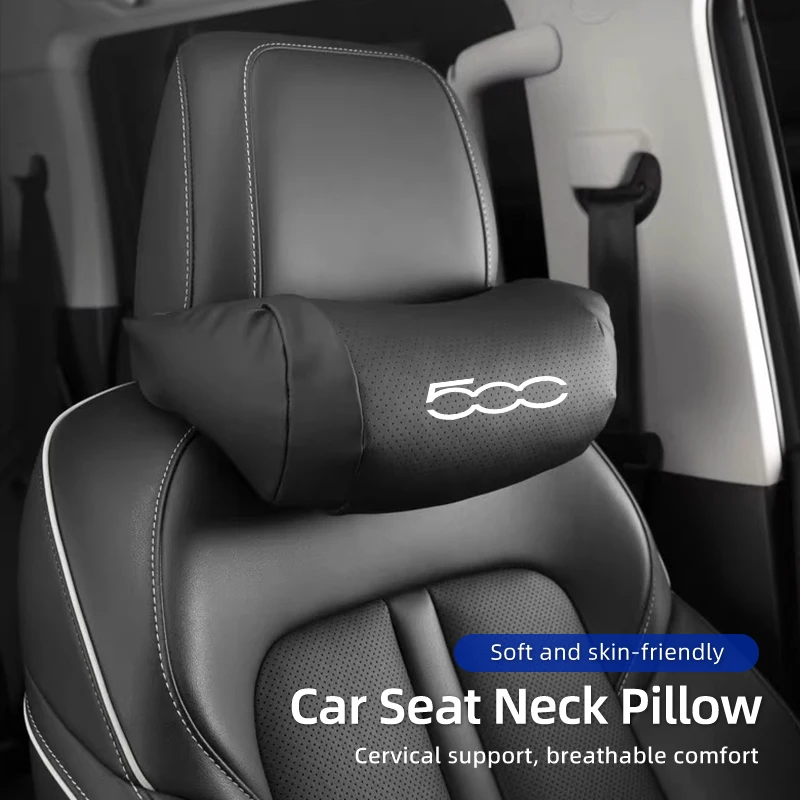 

Car Napa Leather Headrest Cotton Neck Pillow Accessories For FIAT 500 Grande Punto Tipo Stilo UNO Astra Bravo Panda Freemont