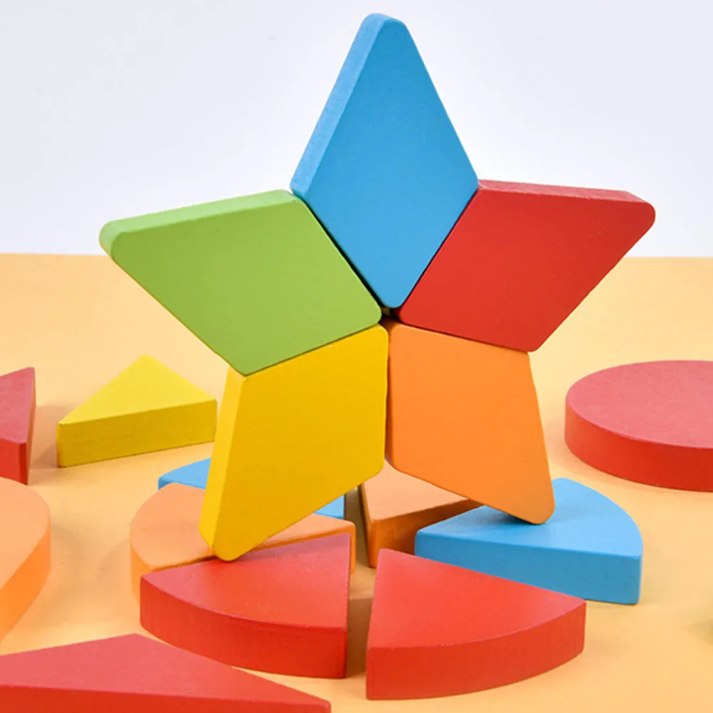 

1 Set Wooden Puzzle Geometry Building Blocks Kids Educational Shape Matching Baby Hand Training Blocks Wood Shape