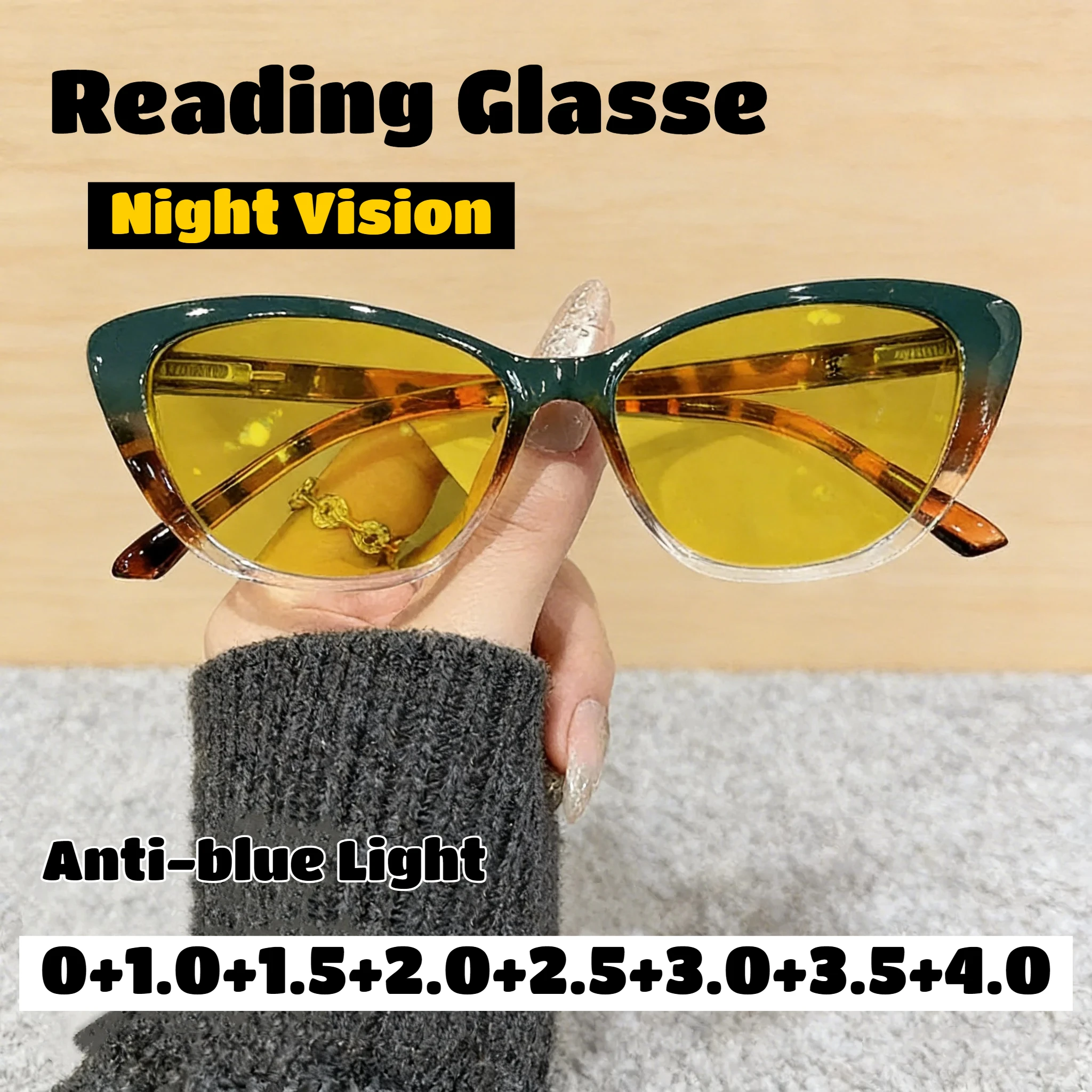 

Мужские и женские ретро-очки для чтения в форме кошачьего глаза, модные очки для ночного видения, очки высокой четкости с защитой от синего света, очки для дальнозоркости