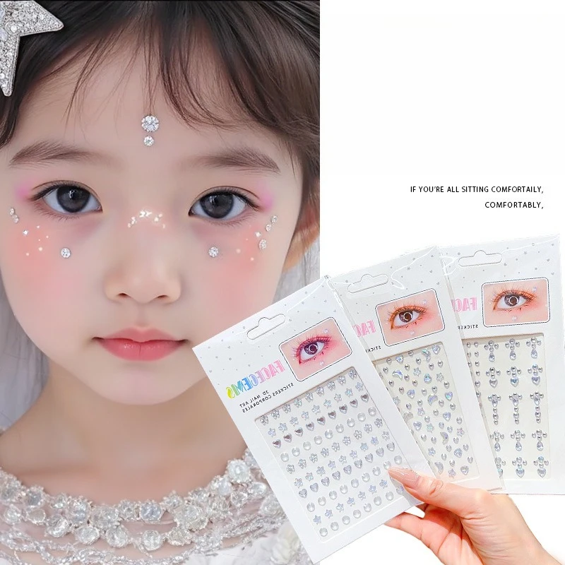 

Girls Stage Face Gems Self Adhesive 3D Rhinestone Stickers for Dance Recital Performance Safe Hypoallergenic Vibrant Colors