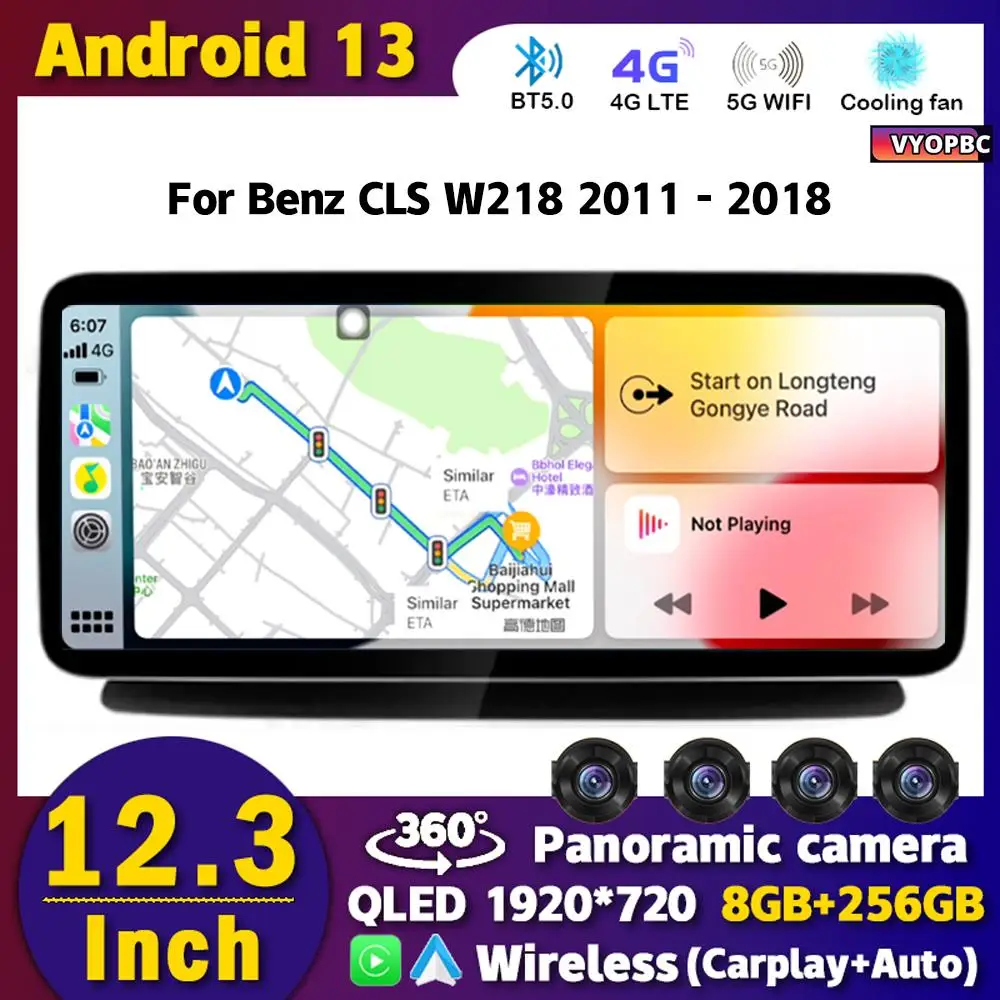 

8Core Android 13 Car Radio 12.3" For Mercedes Benz CLS Class C218 W218 X218 2010-2018 Multimedia Player GPS Wireless Carplay DSP