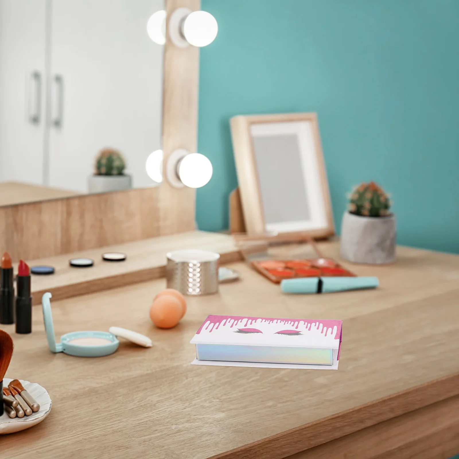 2Pcs False Eyelash Box Premium Paper Elegant Pattern Large Capacity Portable Eyelash Storage Organizer Case Protecting False