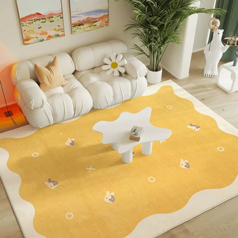 

Modern Cream Style Living Room Coffee Table Carpet Antiskid Soft Bedroom Aesthetic Mat Machine Washable Easy Clean Study Big Rug