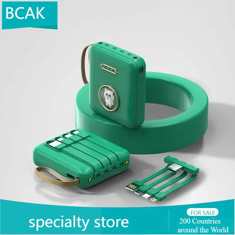 New BCAK Cartoon Comes with Its Own Cable, Mini Power Bank 20000mAh Large Capacity, Fast Charging Mobile Power Supply Gift