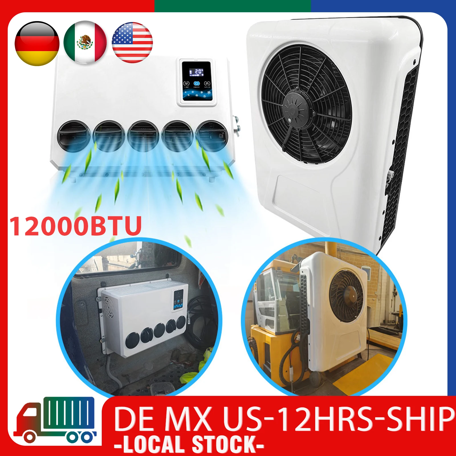 

Treeligo 12V Parking Cooling Air Conditioner 10500btu Split Electric AC Unit Fit RV Truck Tractors Van Motorhome Camper