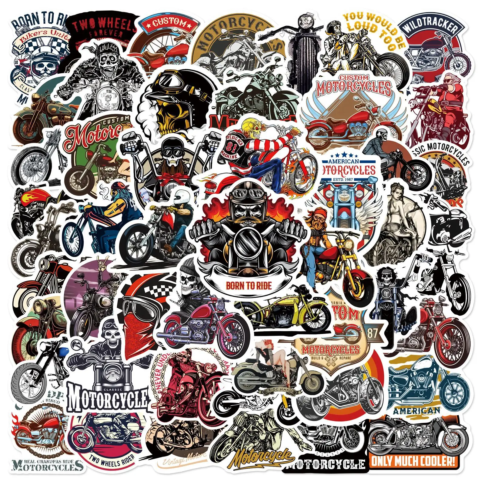 10/30/50pcs Cool Motorcycle Graffiti Sticker Decoration Helmet Skateboard Phone Case Suitcase Phone Laptop Decoration Sticker