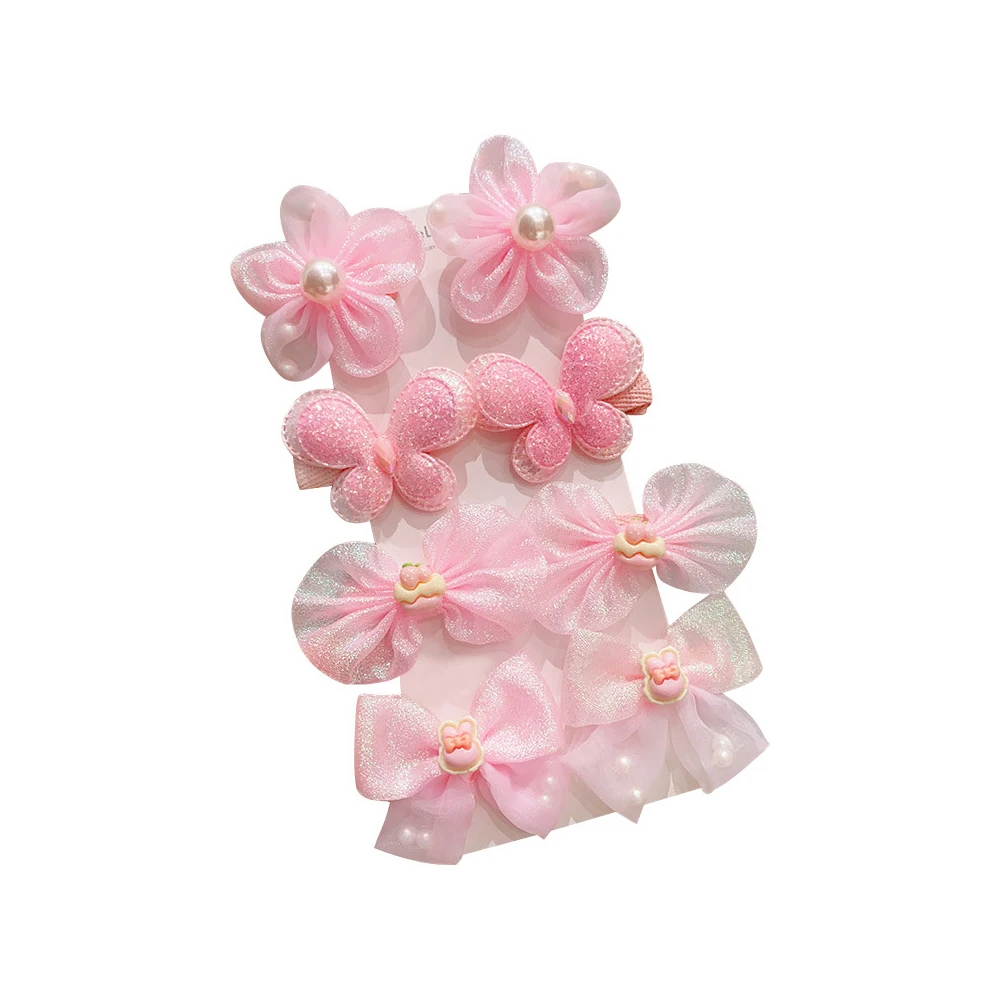 Summer Candy Color Children\'s Bow Hairpins Princess Super Fairy Gauze Flower Bangs Clip Girl\'s Harmless Side clamp Headdress