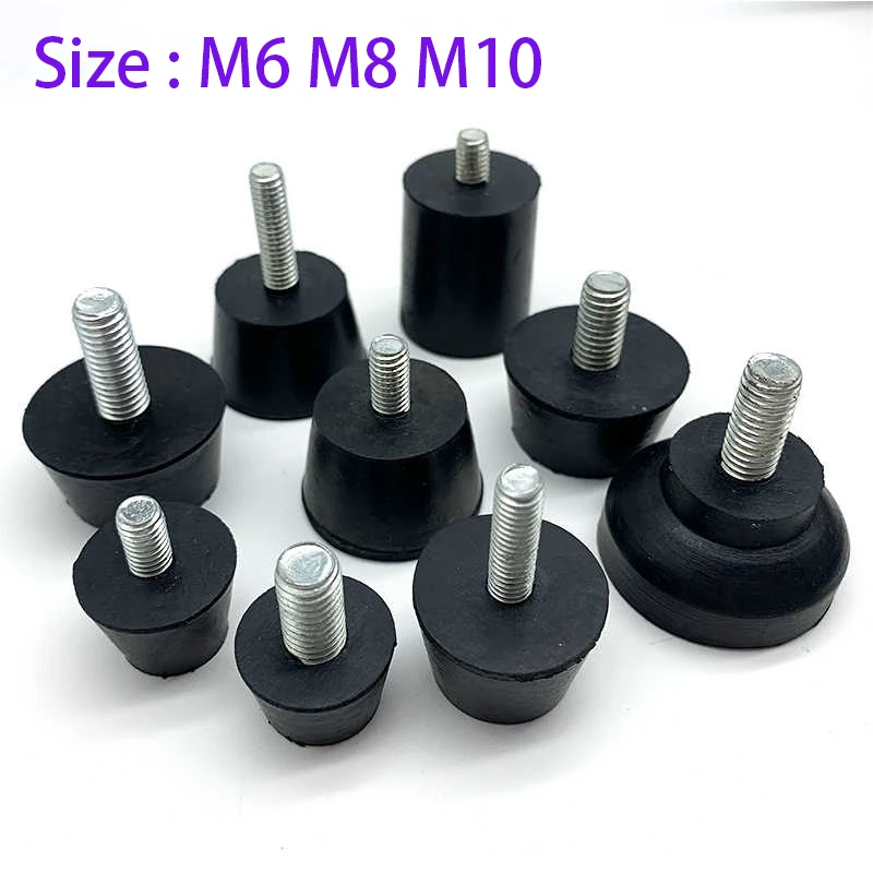 4Pcs Rubber Adjustable Feet Pad With Screw M6 M8 M10 Table Chair Balck Leveling Foot Pad Furniture Leg Anti-shock Protection