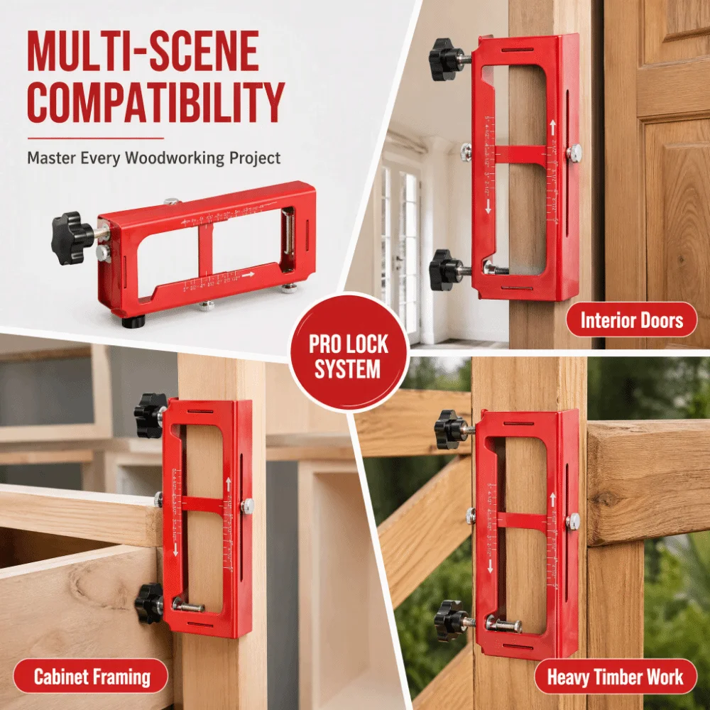 Combination Hinge Drilling Fixture Stable All-in-One Door Hinge Mortising Jig Adjustable DIY Door Hinge Routing Jig Carpenters