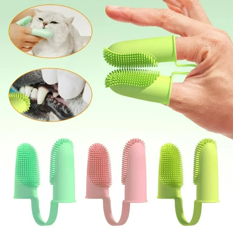 Finger Cover Pet Toothbrush Oral Cleaning Dog Toothbrush Flexible Durable Finger Toothbrush Pet Cleaning and Beauty Accessories