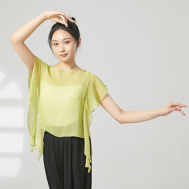 top-de-danca-classica-para-mulheres-camiseta-de-manga-curta-flutter-blusa-de-malha-guaze-roupas-casuais-soltas-treino-de-linha
