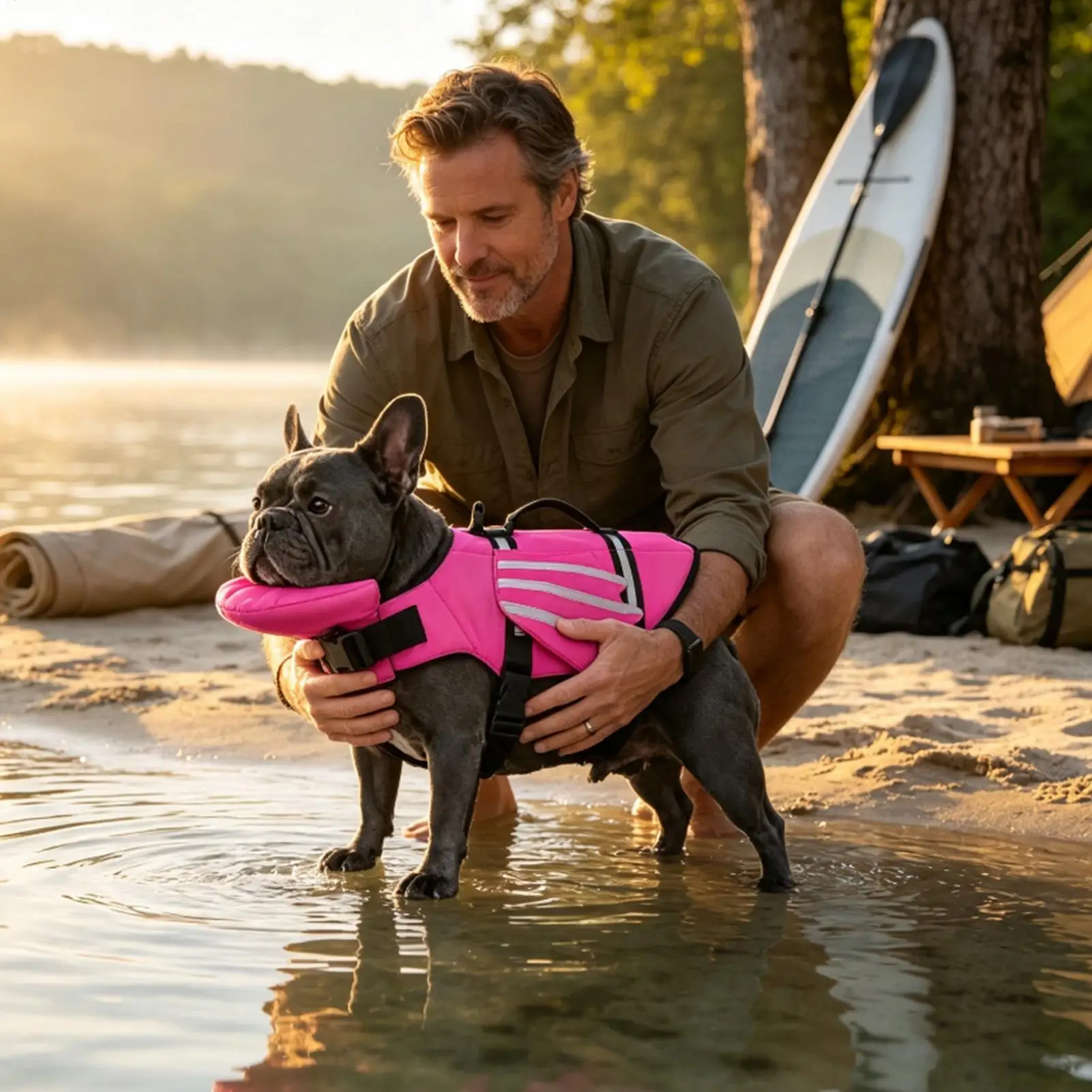 Dog Life Vest Reflective Wing Swimming Float Jacket with Chin Rest Dog Floating Vest with Rescue Handle for Pool Beach Lake
