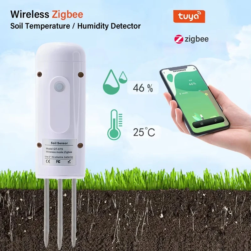 ZIGBEE Plant Monitor Outdoor Soil Temperature Meter Moisture Humidity Tester Garden Automation Irrigation TUYA Detector