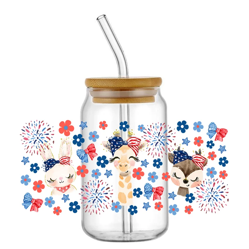 Miniso Mixed Cute Cartoon 6OZ UV DTF Cup Wrap Transfer Stickers etichette personalizzate fai da te durevole Logo impermeabile per Libbey Glass Can