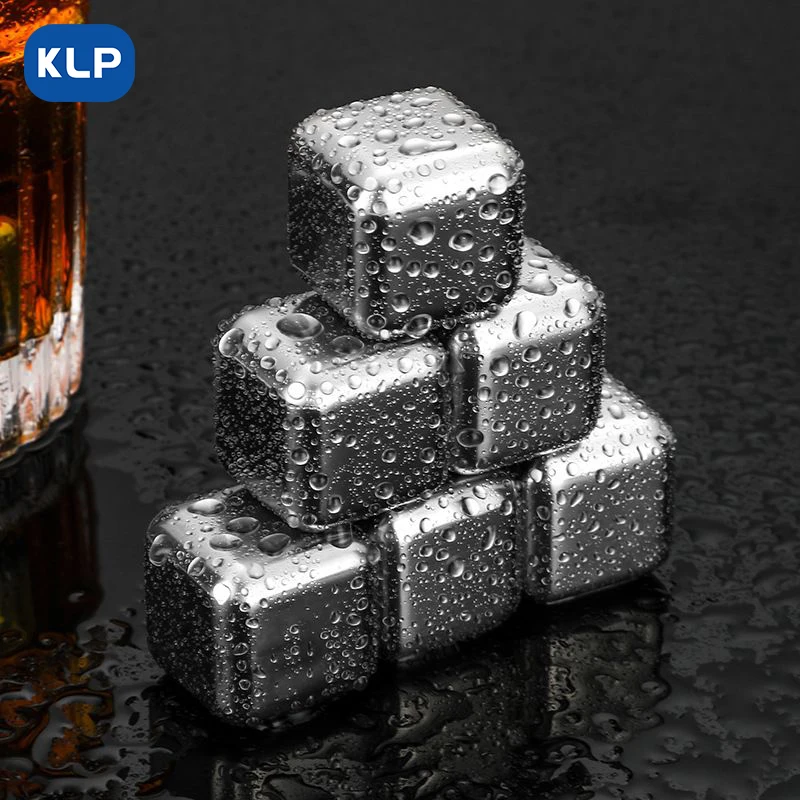 KLP Stainless steel ice cubes, reusable whiskey rocks for cooling drinks, wine, beer and other beverages