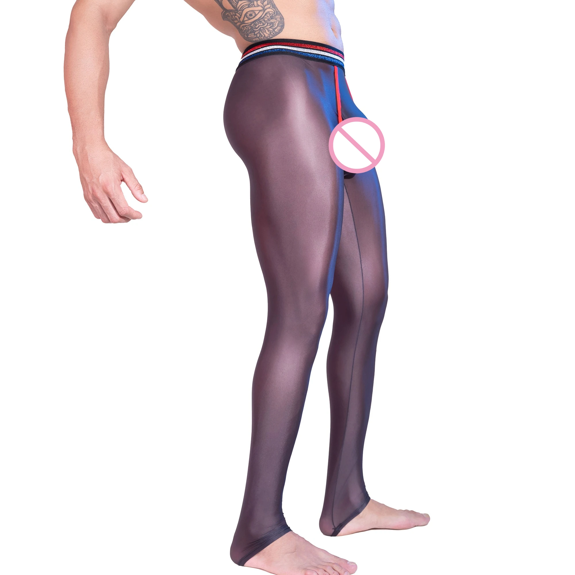 

Men's Oil Shiny Long Johns See Through Thin Breathable Trousers U-pouch Bulge Sleep Bottoms Leggings Elastic Tight Fitting Pants