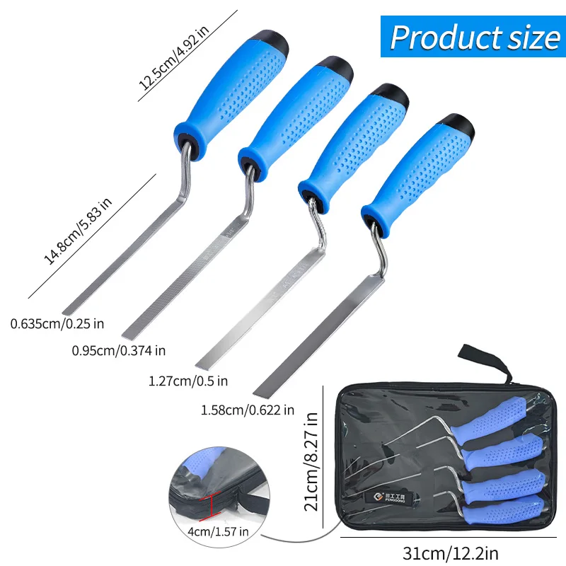 4pcs Tuck Pointing Trowel Set Stainless Steel Tuck Pointing Tool with Comfortable Handle for Mortar Smoothing Tuck Pointer